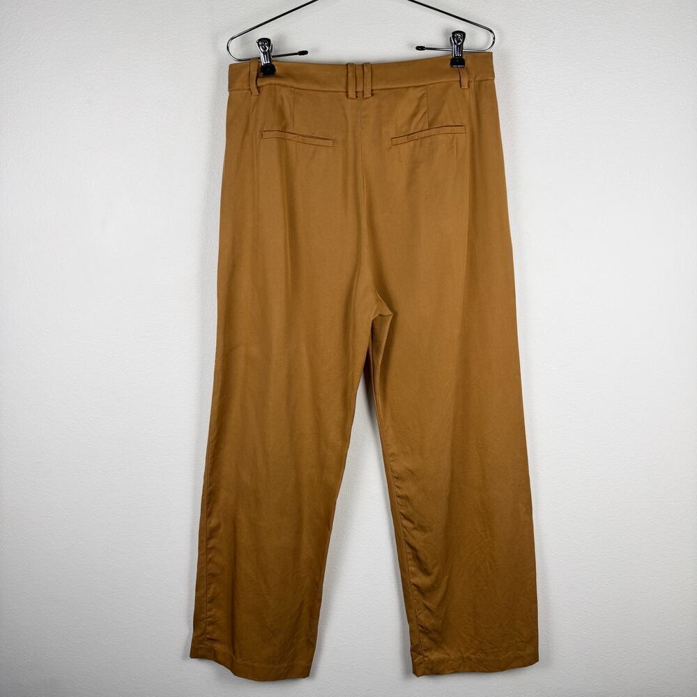 J. Crew Tan Brown Wide-leg pleated twill trouser pants Tencel Lyocell Women's 8 - Picture 4 of 10
